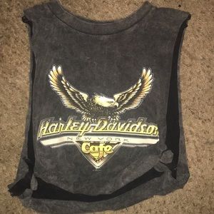 Vintage Harley Davidson cutout crop top